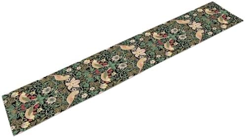 William Morris Floral Table Runner, Vintage Strawberry Thief Flowers Table Runner for Dining Table Decor 13 x 108 Inch