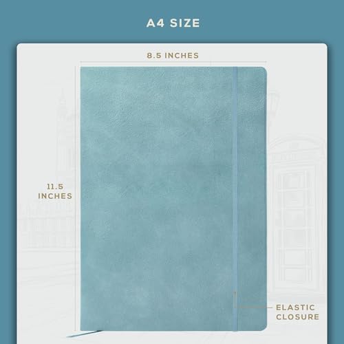 BEECHMORE BOOKS A4 8.5x11.5 Lined Leather Journal For Men 120 GSM, Gift Box