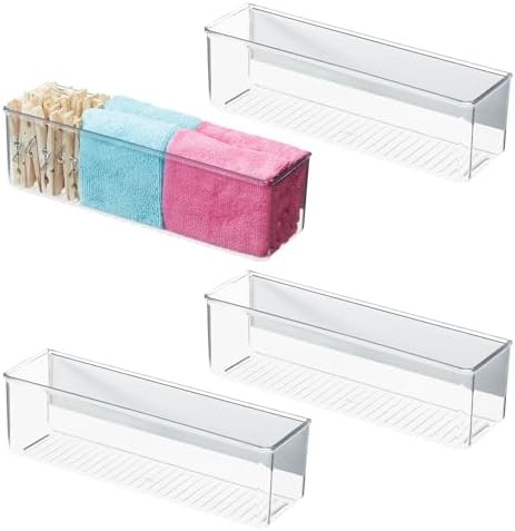 iDesign Magnetic Clear Plastic Organizer Bins, Medium, 4-Pack