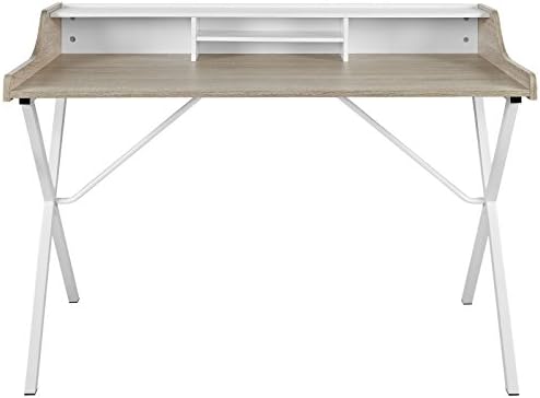 Modway Bin Contemporary Modern Writing Desk With Storage Cubbies in Oak