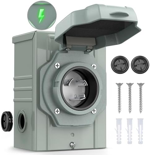 Nilight 30AMP Generator Power Inlet Box Pre-drilled ETL Listed NEMA L5-30P