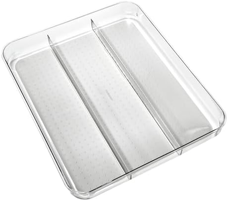 madesmart Clear 3 Compartment Utensil Tray, Grey
