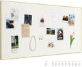 SELEAD Linen Bulletin Board 48” x 24” - Golden Aluminum Frame, Beige Fabric