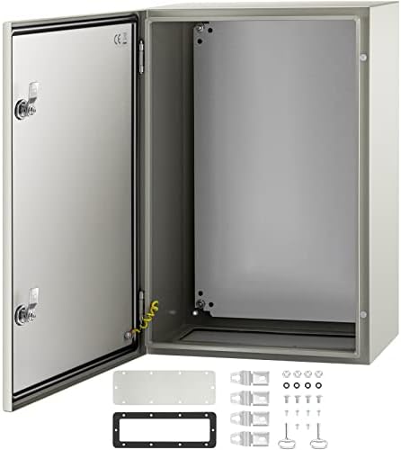 VEVOR NEMA Steel Enclosure, 24 x 16 x 10'' NEMA 4X Steel Electrical Box, IP66 Waterproof & Dustproof, Outdoor/Indoor Electrical Junction Box, with Mounting Plate