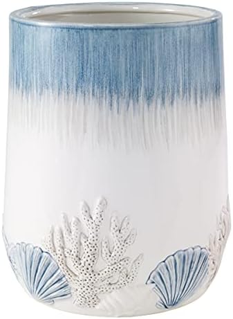 Avanti Linens - Wastebasket, Decorative Trash Can, Guest Bathroom Essentials, Coastal Inspired Home Decor (Abstract Coastal Collection)