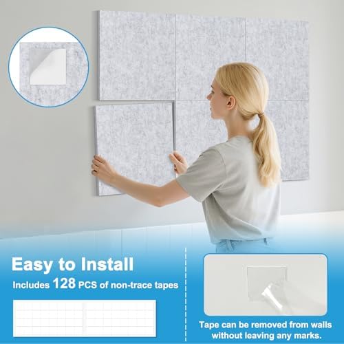 DOLLAR BOSS Felt Cork Board Tiles 24 Pcs 12"x12" Bulletin Board, Light Gray