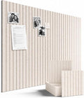SIOLOC Ribbed Felt Bulletin Board Tiles, 12 Pack Oatmeal Beige Cork Board Alternative for Walls, Large Grooved Felt Wall Tiles, 47.2 x 35.4 in Oversized Pin Board for Home Office Dorm Decor