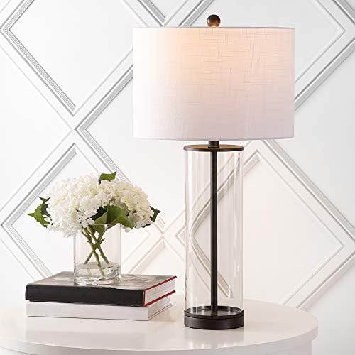 JONATHAN Y Collins Glass Table Lamp 29.25", Oil Rubbed Bronze/Clear