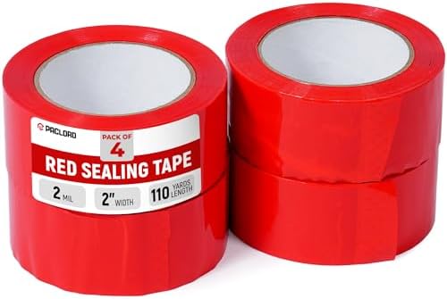 2" x 110 Yards Red Packing Tape, 4 Rolls