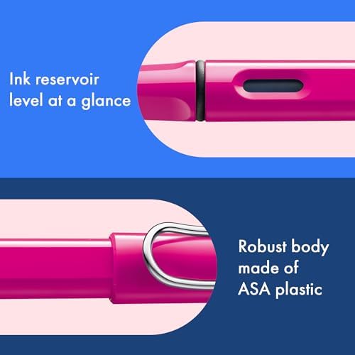 LAMY safari pink - Fountain Pen with ergonomic grip & polished steel nib in size M - ideal for any Writing & Calligraphy - including LAMY T 10 blue cartridge - Right-Handed