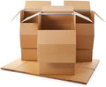 Amazon Basics Strong Cardboard Wardrobe Moving Boxes with Hanging Bar, Handles for Packing Clothes, 24" x 24" x 40", Brown, 6-Pack