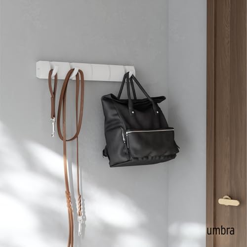 Umbra Flip Coat Rack, Wall Mounted 5-Hook Space Saving, White