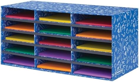 Bankers Box 15-Compartment Literature Sorter, 28.5" x 12.375", Blue