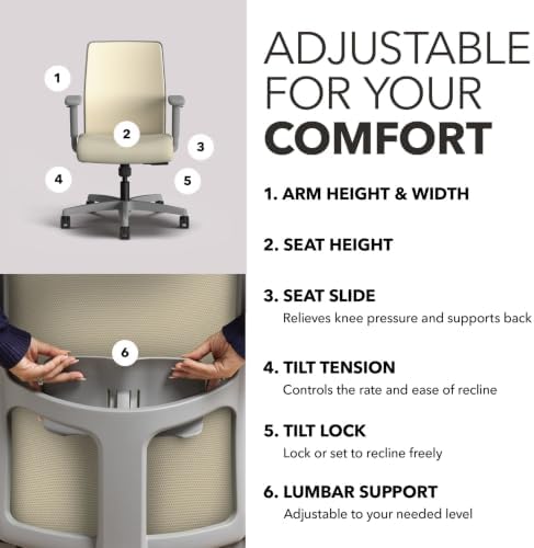 HON Ignition 2.0 Low Back Ergonomic Office Chair, Desk Chair, Linen