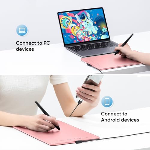 Drawing Tablet-XPPen Deco 01 V3 10x6.25 Inch Graphics Tablet Digital Drawing Tablet for Chromebook with 16384 Levels Pressure Battery-Free Stylus and 8 Shortcut Keys (Pink)