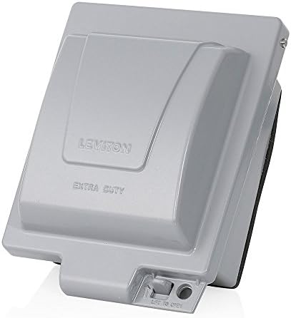 Leviton Weatherproof Box, Extra Duty 2-Gang While-In-Use Cover Includes Inserts for Single, Duplex and Decora/GFCI Receptacles, Vertical Mount, Metallic Enclosure, IUM2V-GY Outdoor Outlet Cover, Gray