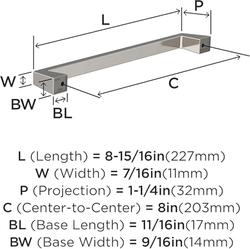 Amerock 8" Blackrock Polished Nickel Drawer Pull
