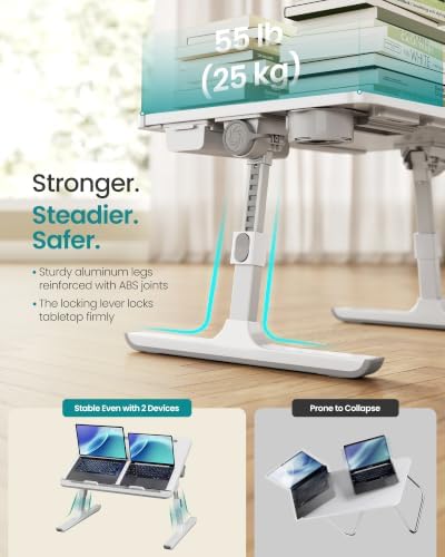 SONGMICS Bed Laptop Desk, Foldable, Adjustable Height, 15.7 x 22 Inches
