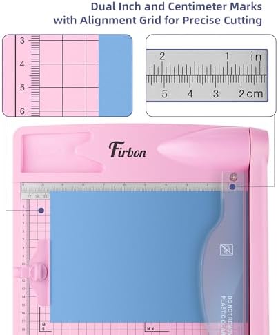 Firbon 12 Inch Guillotine Paper Cutter, Heavy-Duty Paper Trimmers, Pink