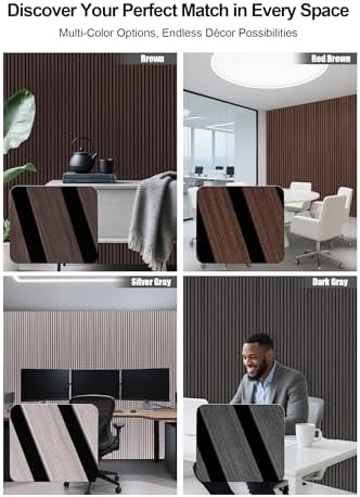 WoveN SounD Wood Panels for Wall, Deep Gray, 4 Pack, 108x8 in