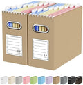 Oterri Portable Collapsible Cardboard File Box with Handle for Letter-Size | 2-Pack. Stainless Steel Handle. Label Stickers Included. Fits Letter Folders (Not Included). Home, Office, School, Dorm, Tax.
