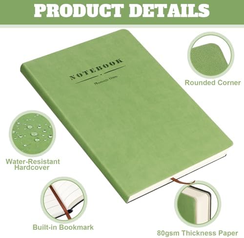 SATINIOR 5 Pack A4 Notebooks Leather Softcover Journal, Assorted Color