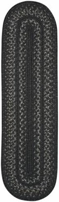 Homespice Jet Black Braided Table Runner for Primitive Decor, Oval 11x36