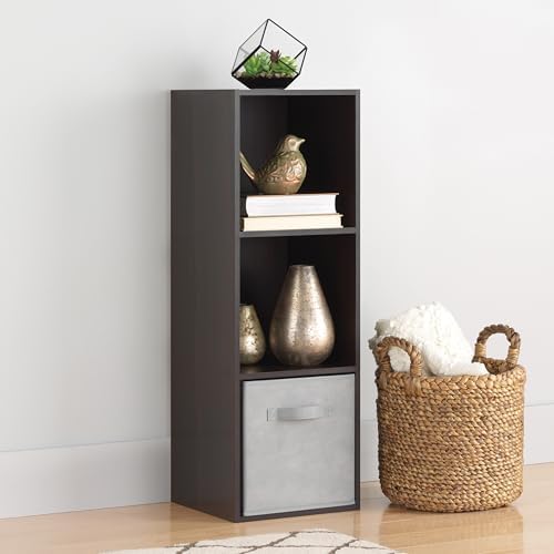 Whitmor 3 Cube Bookcase, 3 Tier Stackable MDF Bookself, Open Storage Display Organizer, Storage Cabinet for Living Room, Bedroom, Home, Office, 12.2" L x 11.7" W x 35.6" H, Espresso