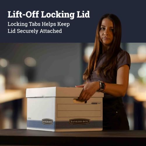 Bankers Box 30-Pack Medium-Duty File Storage Boxes, Letter/Legal, FastFold | Speed through filing with FastFold setup, sturdy stacking, reinforced handles, and dependable document protection.