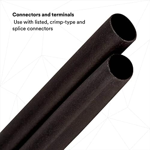 3M Heat Shrink Heavy-Wall Cable Sleeve ITCSN-0800-6'-Black-12-3 Pc Pks, Tamper Evident Bag, 6 in Length pieces, (Pack of 3)