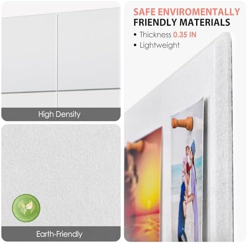MaxGear Felt Bulletin Board 48" x 36", White Felt Wall Tiles Wall Decor