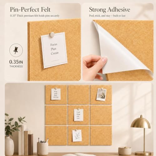 Felt Bulletin Board Tiles, Cork Board Alternative, 48 x 36 in