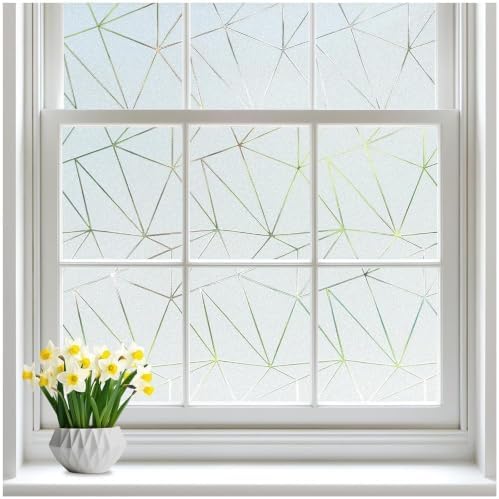 rabbitgoo Static Cling Window Privacy Film, Clear Triangle, 17.5" x 78.7"