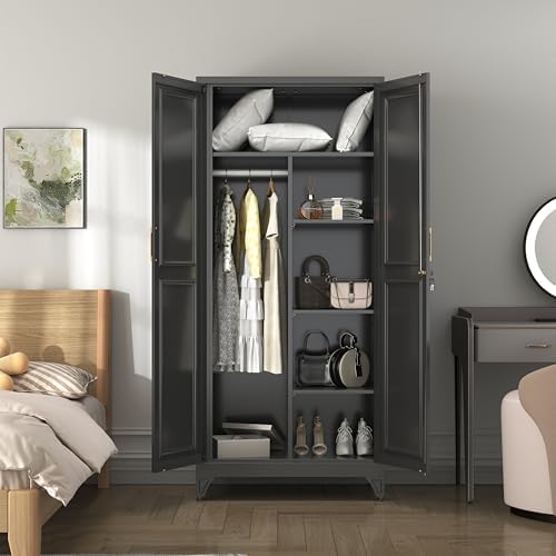 SteeLoong Armoire Wardrobe Closet,71" H Wardrobe Cabinet with Locking Doors