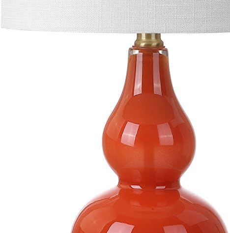 JONATHAN Y Anya Gourd Glass Table Lamp 20.5", Sunset Orange