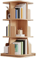 GAMAK Rotating Bookshelf Tower for Kids 360 Display 2-4 Tier Floor Standing Bookcase Revolving Bookcase Tower Small Corner Bookshelf for Small Space (Color : Wood, Size : Square_Three)