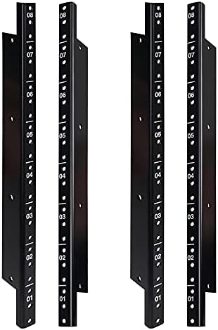 Sound Town 4-Pack 8U Steel Rack Rails with Black Powder Coated Finish and Screws (ST-RR-08UX2)