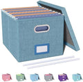 Oterri File Organizer with Lid, File Box, File Cabinet for Letter File Folder Storage, Hanging File Organizer for Office/Decor/Home,Document Organizer, 1 Pack,Dark-Blue-Box Only
