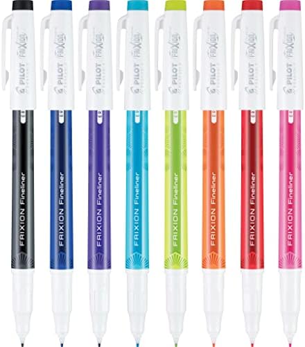 PILOT FriXion Fineliner Erasable Marker Pens, Fine Point 0.7 mm, Pack of 8