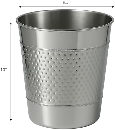 happimess Riley 2 Gal Hammered Steel Bin 10" H, Polished Steel