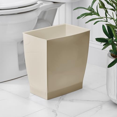 iDesign Small Plastic Bathroom Trash Can, Brown
