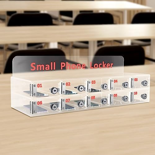 Cell Phone Cabinet,Acrylic Pocket Chart Cell Phones Storage Cabinet, Cell Phone Locker,Wall-Mounted with a Locked,for Classroom, Office, Gym (10 Slots)