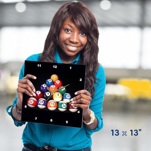 3dRose DPP_3317_2 Billiards Balls Pool Wall Clock, 13 by 13-Inch