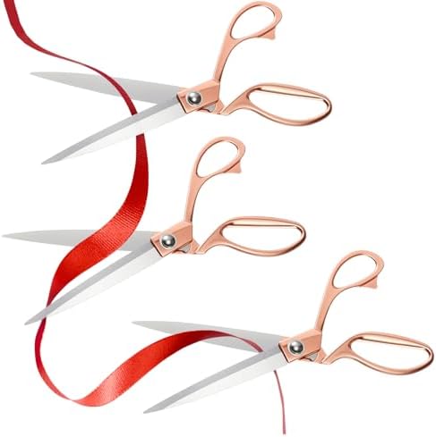 Amylove 3 Pcs 10.5'' Ribbon Cutting Scissors,Style1,Rose Gold