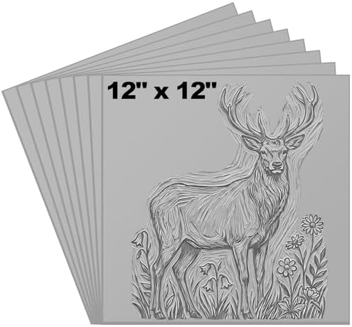 Yeaqee 12 Pcs 12 x 12 Inch Linoleum Blocks for Printmaking, Gray