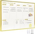 Large Weekly Dry Erase Board for Wall,20"x28",Gold Aluminum Frame Magnetic Weekly Planner Whiteboard for to Do List, Memo, School, Home, Office, Kitchen