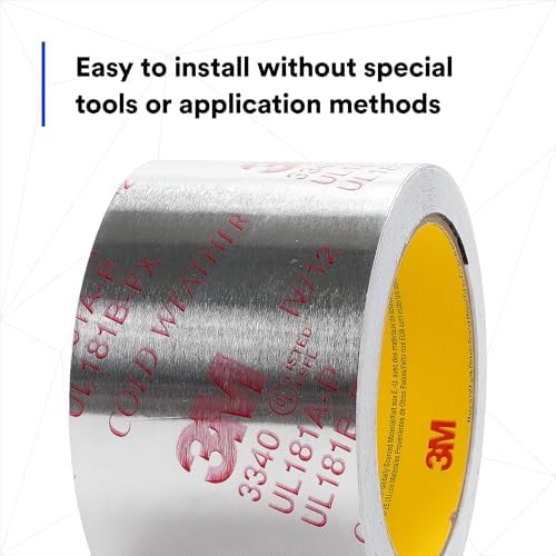 3M Aluminum Foil Tape 3340, 2.5" x 50 yd, 4.0 mil, Silver, 1 Roll