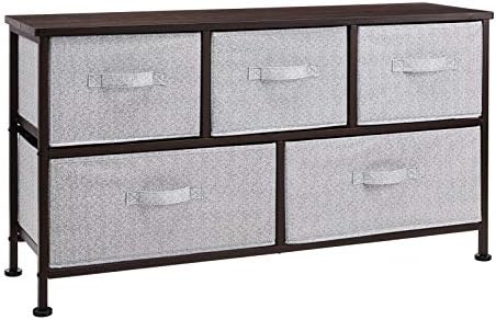 Amazon Basics Extra Wide Fabric 5-Drawer Storage Organizer Unit for Bedroom Closet, Bronze
