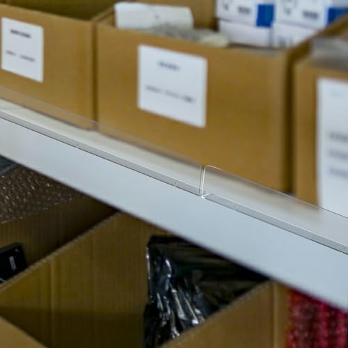 Nalwort 22 Pcs Retail Gondola Shelving Front Fence, Clear PET Shelf Fence with 1/4" Holes and Screws, Front Lips Barrier for Retail Store Display Rack, 1.5" H x 48" L