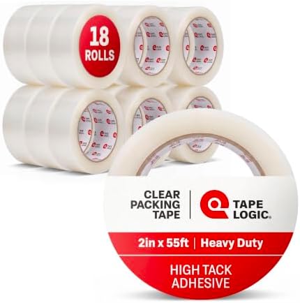 Tape Logic Packing Tape (18-Rolls), 2" x 55 yd - Heavy Duty Packaging Tape Refill for Shipping, Moving, Order Fulfillment, Acrylic 2.6 Mil